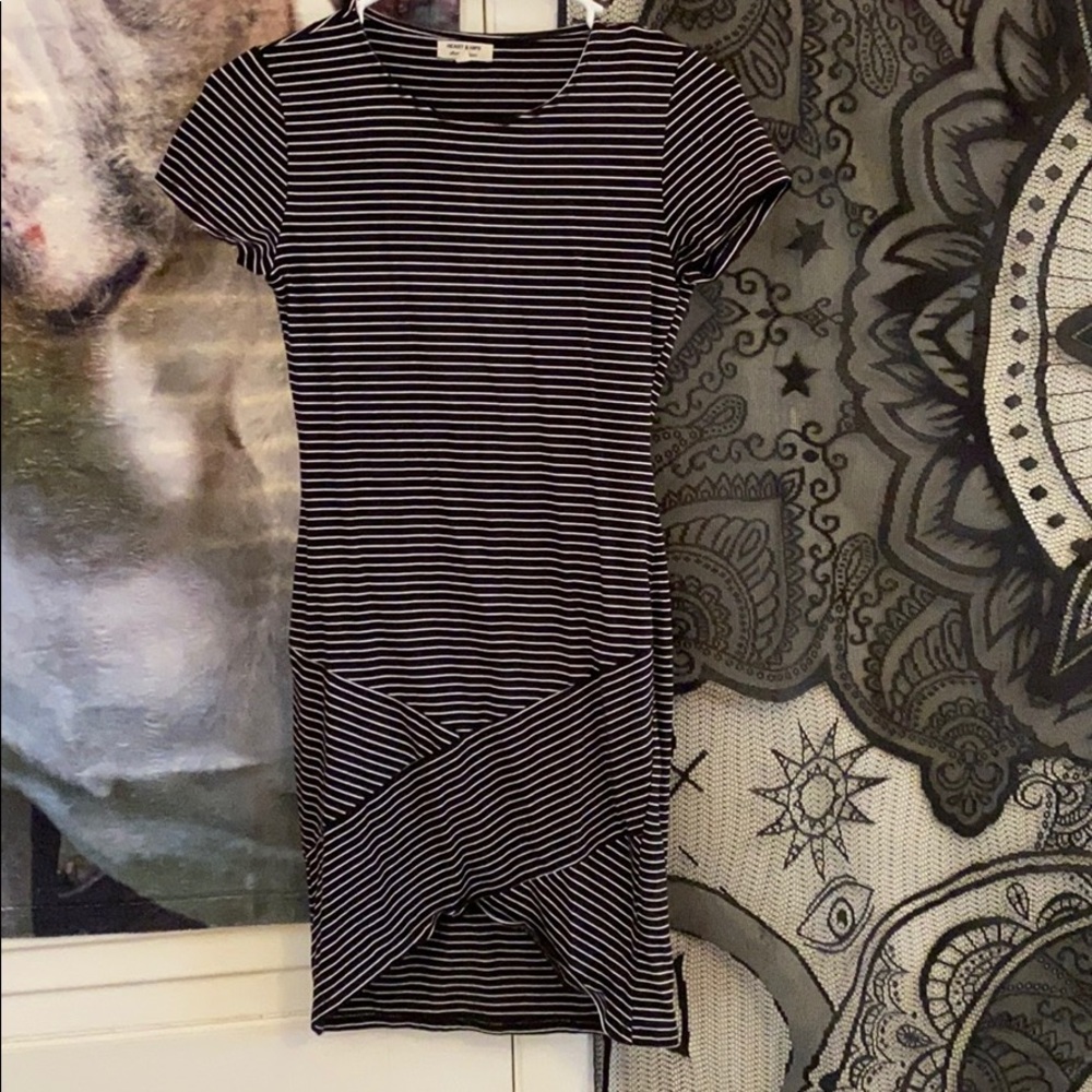 Black and white striped mini dress